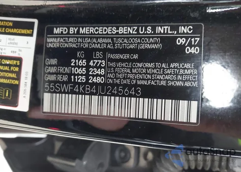 2018 Mercedes-Benz C 300 4Matic из США, поврежденный, VIN 55SWF4KB4JU245643